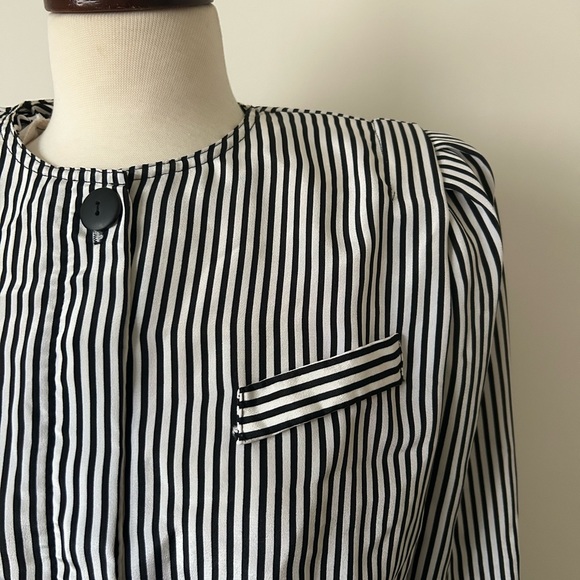 Vintage Joseph Ribkoff Striped 80s Blouse • Size S - Picture 3 of 4
